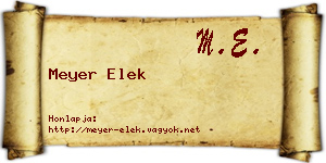 Meyer Elek névjegykártya